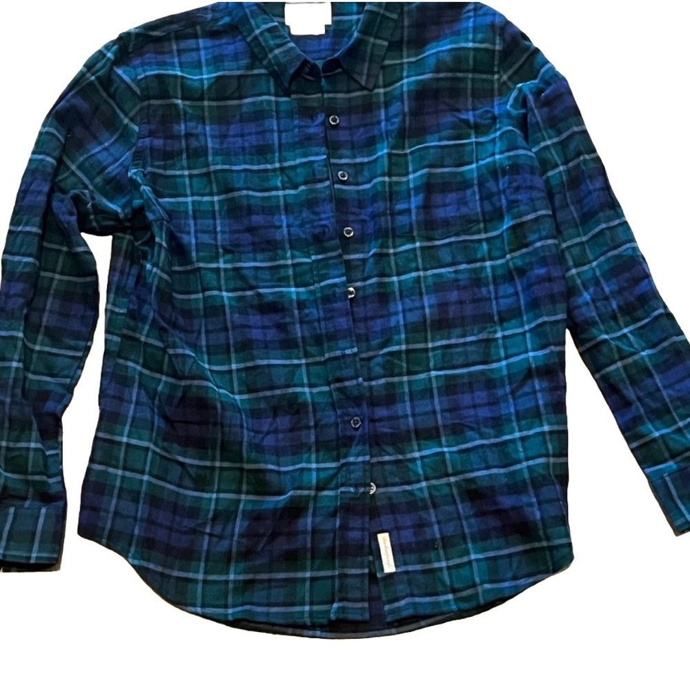 Weatherproof Brand Blue and Green Casual Button Down Shirt